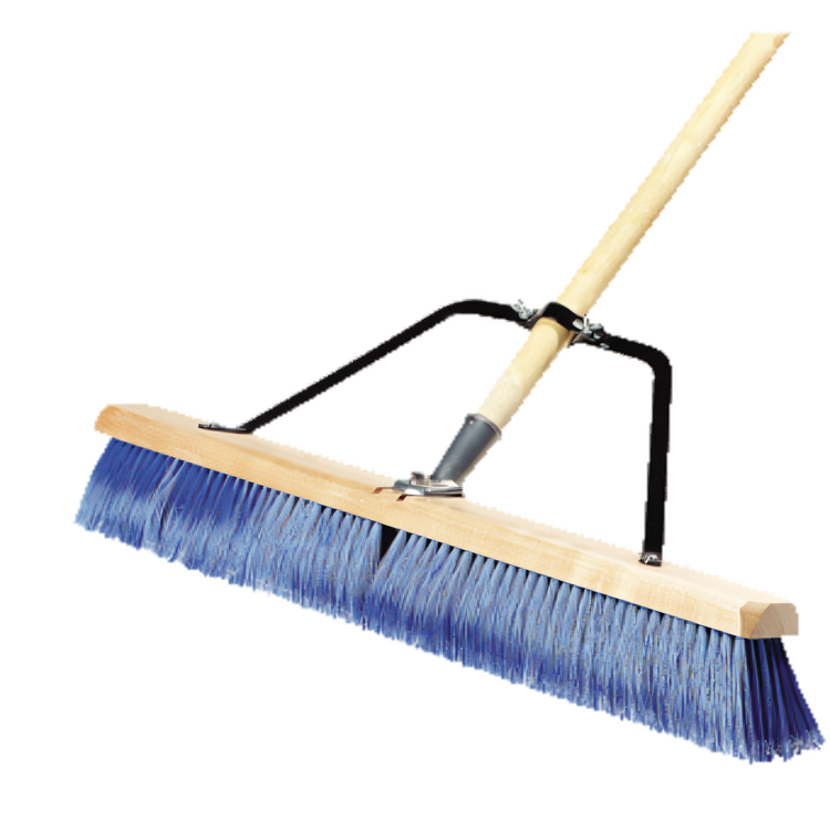 Product image #1 for Carlisle 24-Inch Hardwood Block Push Broom Floor Sweep with Handle, Fine Plastic Bristles, Blue
