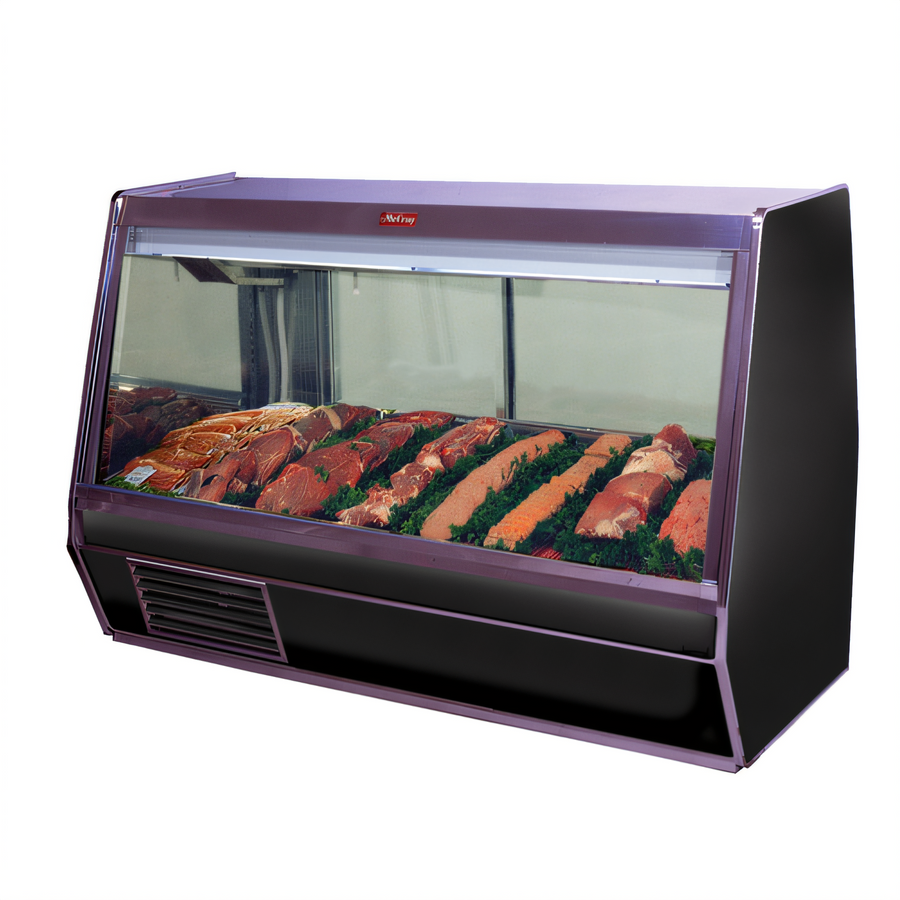Product image #1 for Howard-McCray 32E Series 98-Inch Self-Contained Endless Design Red Meat Service Case, Black Exterior/White Interior, LED Lighting
