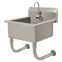 Advance Tabco One-Station Wall-Mounted Stainless Steel Service Sink with Electronic Faucet, 27 x 21 Inch, 12-Inch Deep Bowl