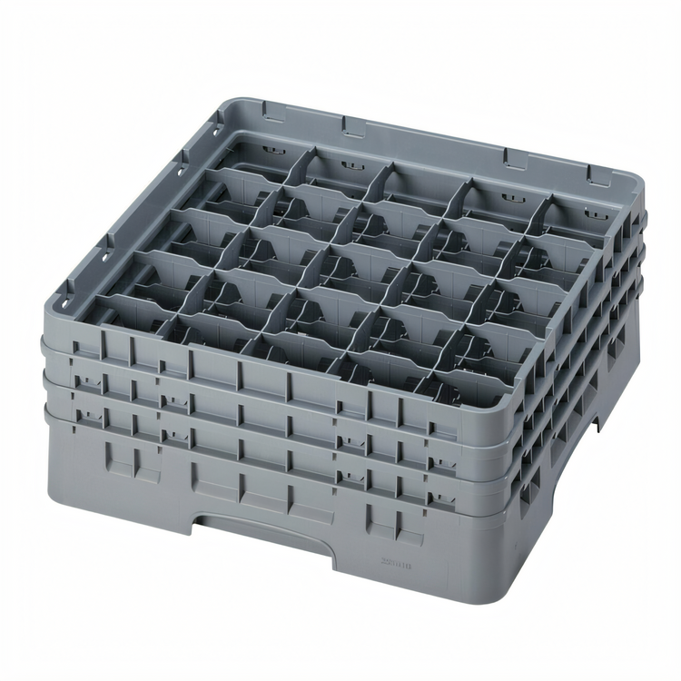 Product image #2 for Cambro Camrack Full Size 25-Compartment Glass Rack with 3 Extenders, Soft Gray