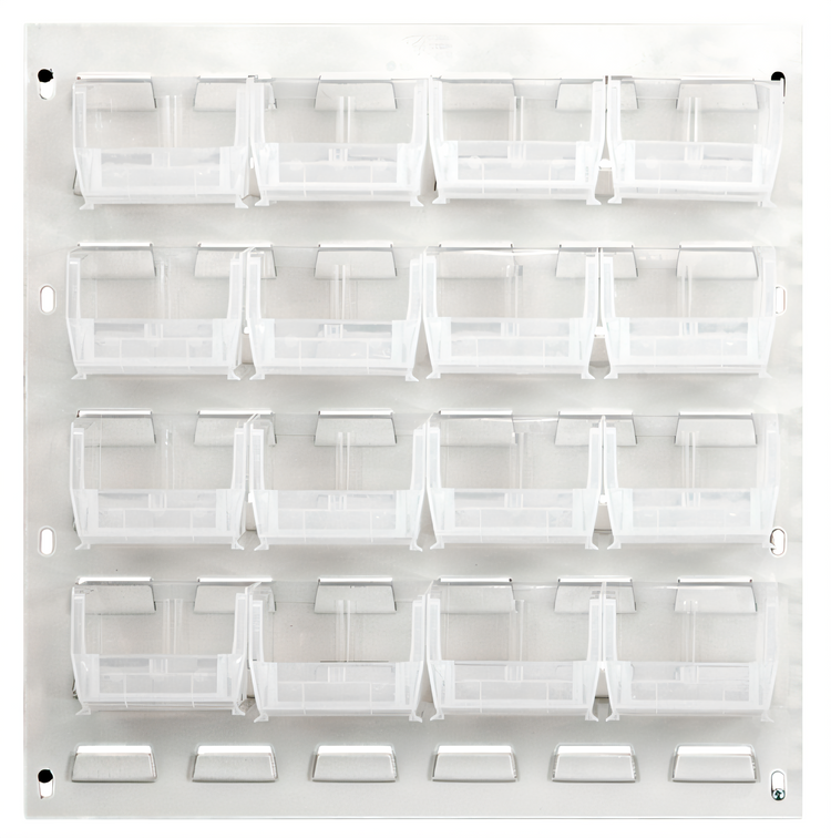 Product image #1 for Quantum Wall-Mounted Louvered Storage Panel Starter Unit with 16 Clear Bins