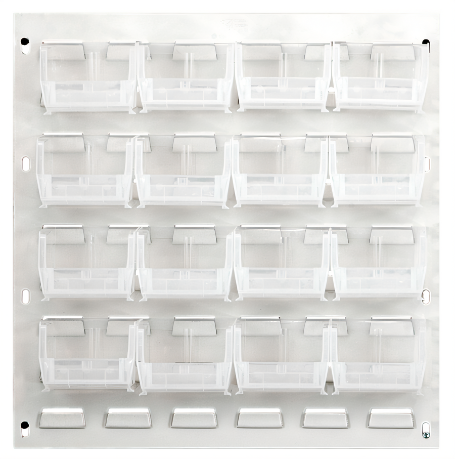 Product image #1 for Quantum Wall-Mounted Louvered Storage Panel Starter Unit with 16 Clear Bins