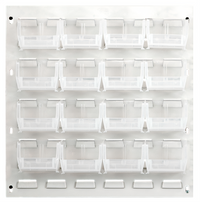 Quantum Wall-Mounted Louvered Storage Panel Starter Unit with 16 Clear Bins