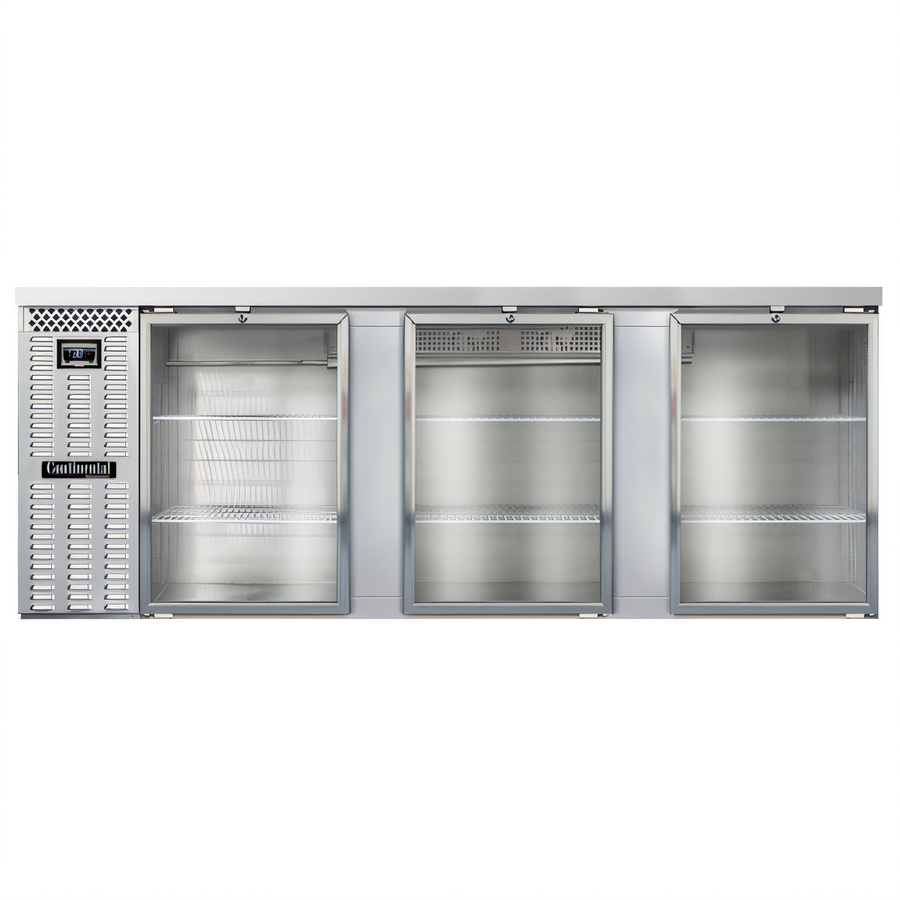 Product image #1 for Continental Refrigerator BB90NSSGD 90" Three Glass Door Refrigerated Back Bar Cooler