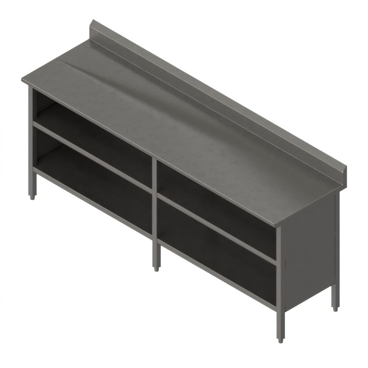 Product image #1 for John Boos Open Front Cabinet Base Stainless Steel Work Table with 5 Inch Backsplash, 120 x 24 Inch