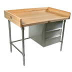 Thumbnail image #1 for John Boos BT3S03A 84-Inch Northern Hard Rock Maple Baker's Table with 3 Drawers and Stainless Steel Base