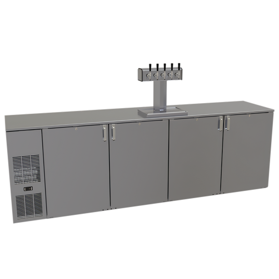 Product image #1 for Glastender C1FB108-DD One-Zone Front-Serviced Bar Profile Draft Dispensing Cooler, 108 Inch, Four-Section