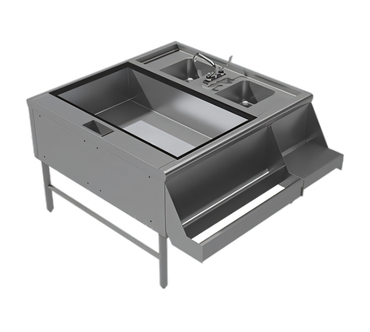 Product image #1 for Prestige 42-Inch x 42-Inch Double Service Station with Left Pass-Thru Ice Bin, 10-Circuit Cold Plate, and 2 Hand Sinks