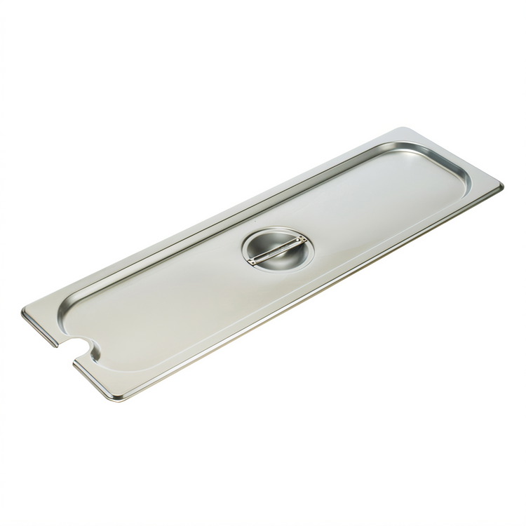 Product image #2 for Winco 1/2 Size Long Flat Notched Steam Table Pan Cover with Handle, Stainless Steel