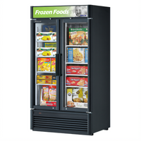 Turbo Air Super Deluxe Two-Section Self-Contained Glass Door Merchandiser Freezer, 28.44 Cu. Ft., Bottom-Mount Compressor, 115V