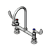 Thumbnail image #1 for T&S Brass 8-Inch Center Deck Mount Manual Mixing Faucet with 5-3/4-Inch Swivel Gooseneck and Rose Spray Outlet