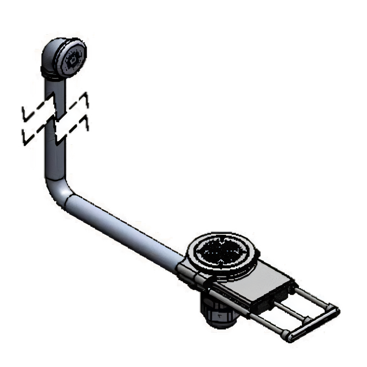 Product image #1 for T&S Brass Modular Pull Waste Drain Valve with Overflow Tube and 3-Inch Handle Extension