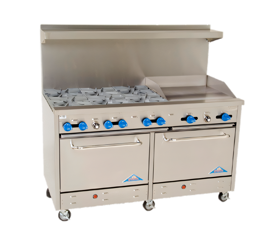 Product image #1 for Comstock-Castle F3226-24 60-Inch Gas Range with 6 Star Burners, 24-Inch Griddle, and 2 Standard Ovens