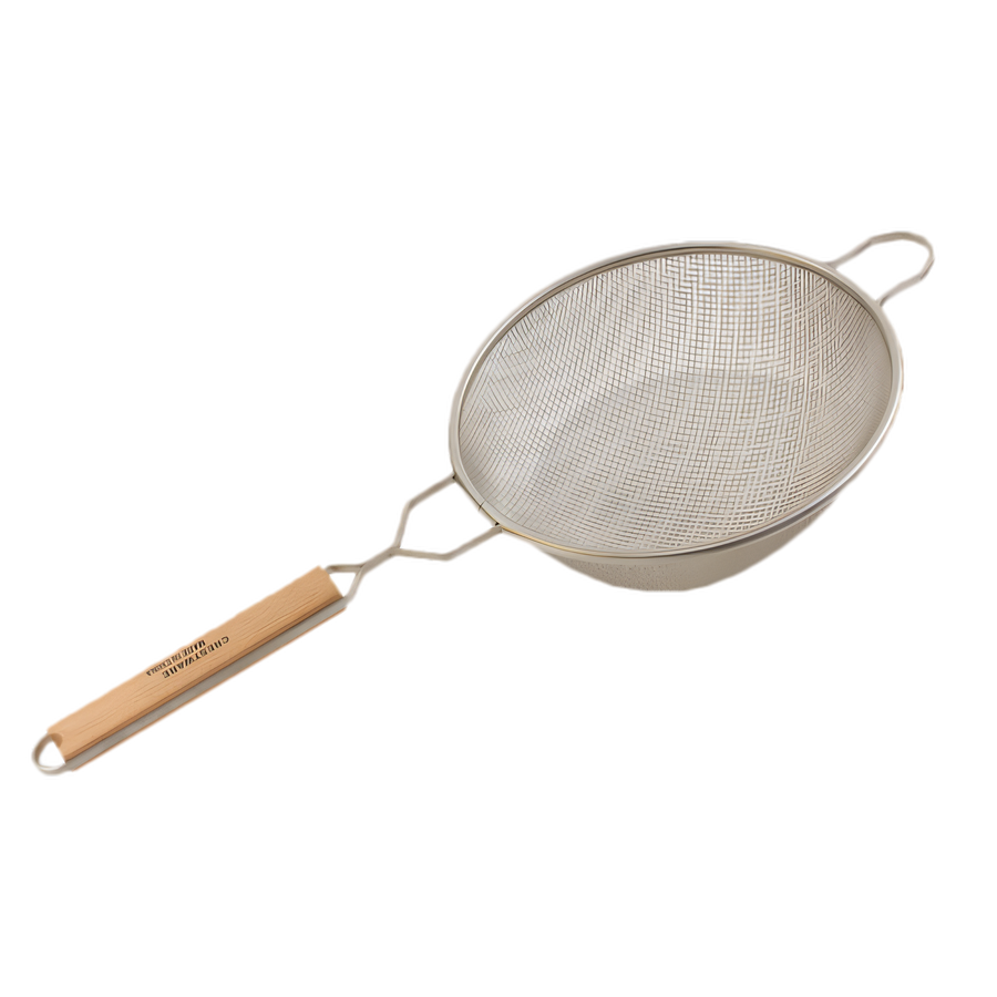 Product image #1 for 10 Inch Fine Double Mesh Tin-Plated Strainer with Wood Handle