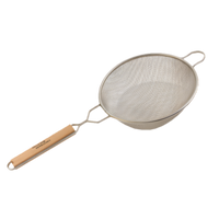 10 Inch Fine Double Mesh Tin-Plated Strainer with Wood Handle