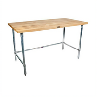 BK Resources 60 Inch x 30 Inch Hard Maple Flat Top Work Table with Stainless Steel Open Base