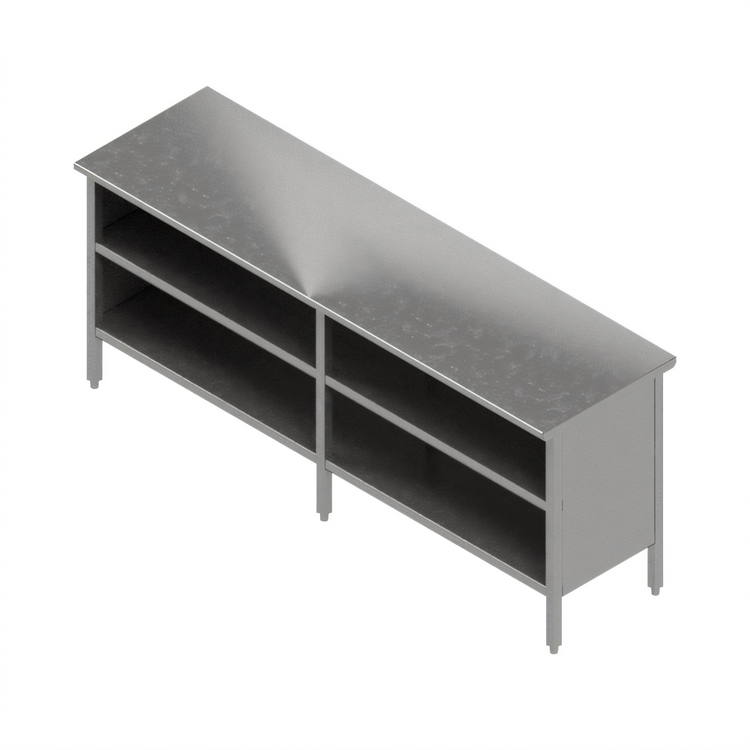 Product image #1 for John Boos EBOS6-3084 84" x 30" 16 Gauge Stainless Steel Open Front Work Table with Undershelf