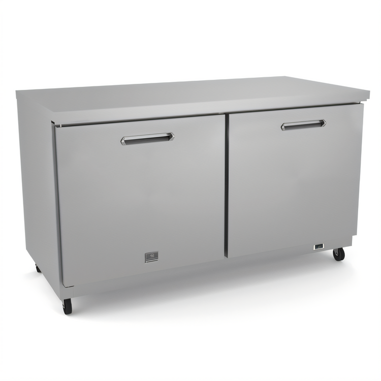 Product image #1 for Kelvinator Commercial 61-Inch Two-Section Undercounter Refrigerator, 15.5 Cu. Ft., Solid Doors, Rear-Mounted Self-Contained Refrigeration