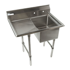 Thumbnail image #1 for Klinger's Trading ECS1DL Single-Compartment Stainless Steel Floor Sink with 18-Inch Left Drainboard, 16 x 20 x 11-Inch Bowl and 9-Inch Backsplash