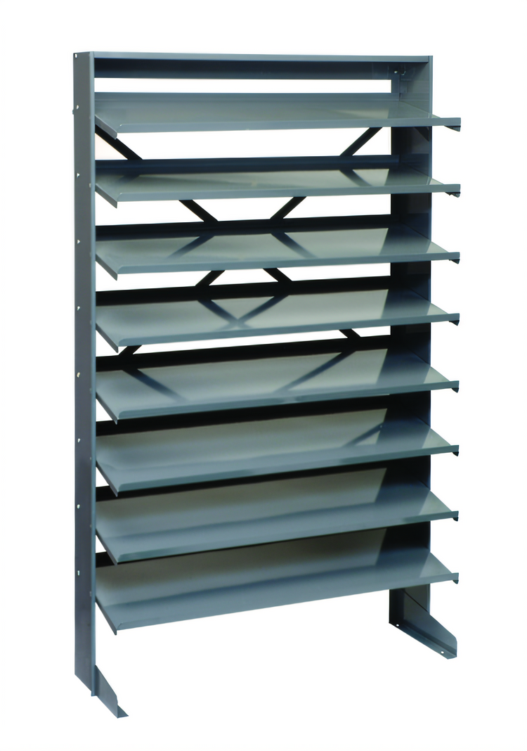 Product image #1 for Quantum Sloped Single-Sided Pick Rack with 8 Shelves, 36 Inch Wide x 12 Inch Deep x 60 Inch High