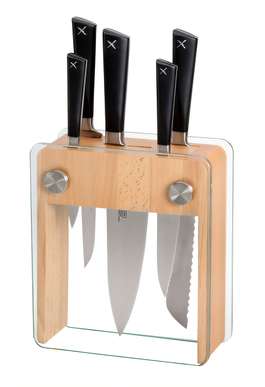 Product image #1 for ZüM 6-Piece Wood and Glass Knife Block Set