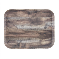 Cambro Camtray Décor Series Rectangular Fiberglass Cafeteria Tray, 20 x 15 Inch, Dark Oak