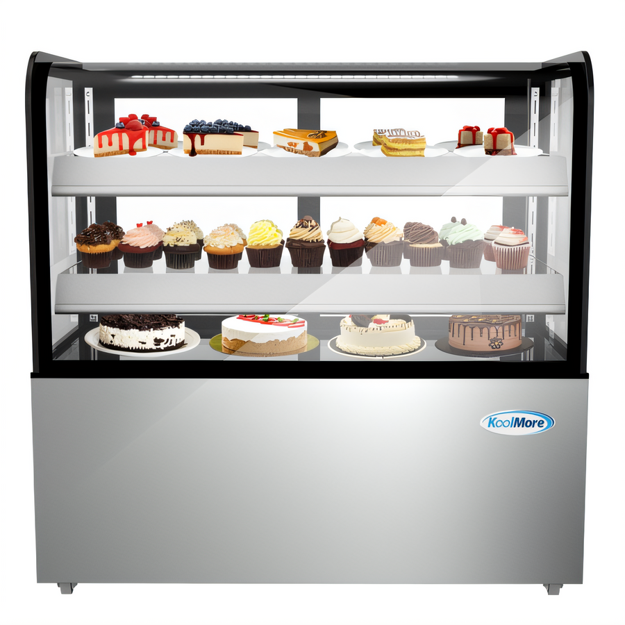 Product image #1 for KoolMore 48-Inch Refrigerated Bakery Display Case with Curved Glass, 13 Cu. Ft., LED Lighting, and Sliding Doors
