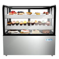 KoolMore 48-Inch Refrigerated Bakery Display Case with Curved Glass, 13 Cu. Ft., LED Lighting, and Sliding Doors