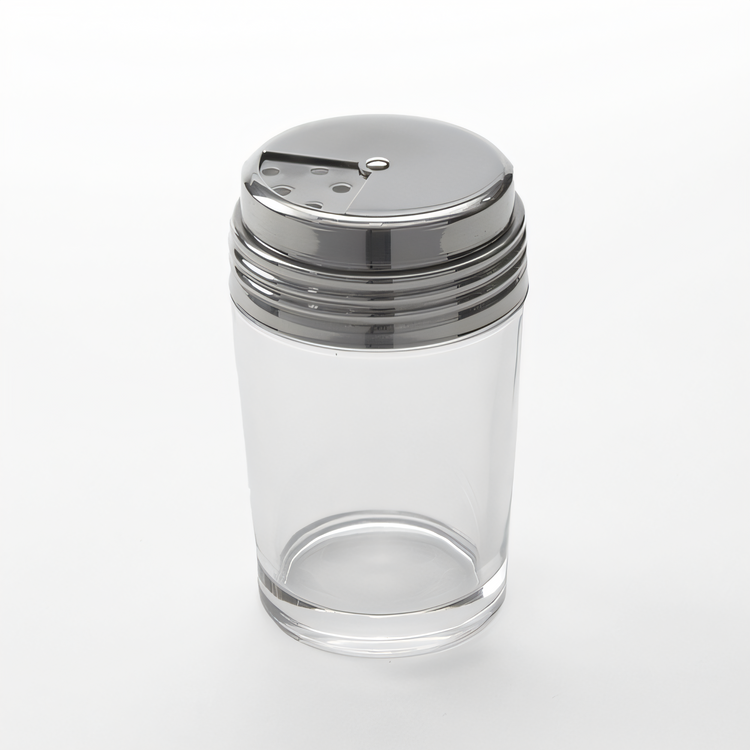 Product image #1 for American Metalcraft 6 oz. Contemporary Clear Glass Red Pepper & Cheese Shaker with Adjustable Dial Top