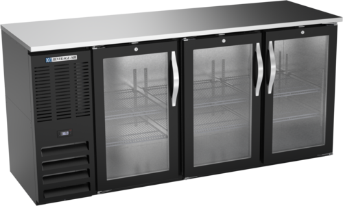 Product image #1 for Beverage Air Three-Section Back Bar Cooler with 3 Glass Doors and Stainless Steel Top