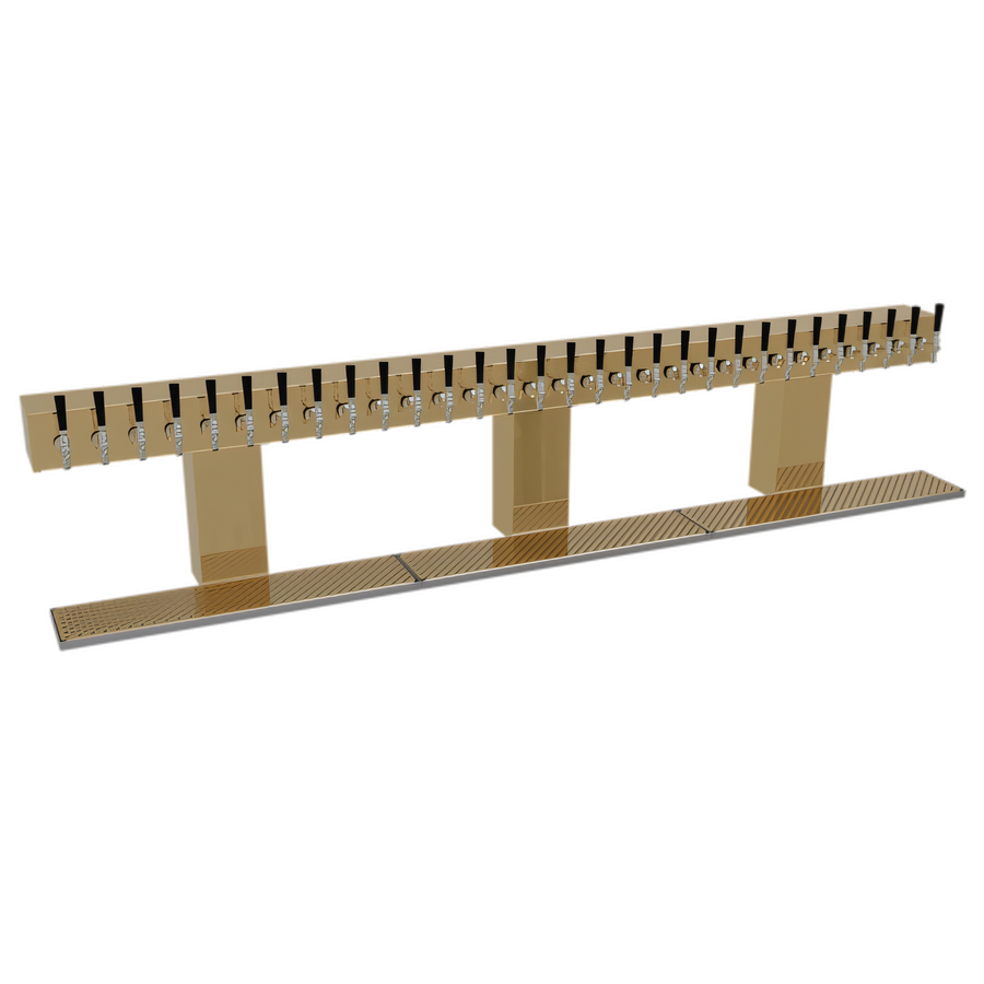 Product image #1 for Glastender Triple-Column Countertop Bridge Draft Dispensing Tower, 30 Faucets, Glycol-Cooled, Polished Brass Finish
