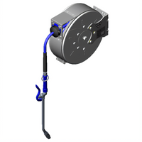 Enclosed Stainless Steel Retractable Hose Reel System with 30 Ft 3/8 Inch Hose and Extended Spray Wand