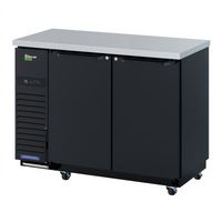 Turbo Air Super Deluxe Narrow Back Bar Cooler, 2-Section, 12.2 Cu. Ft., Solid Doors, Self-Contained, Side-Mount