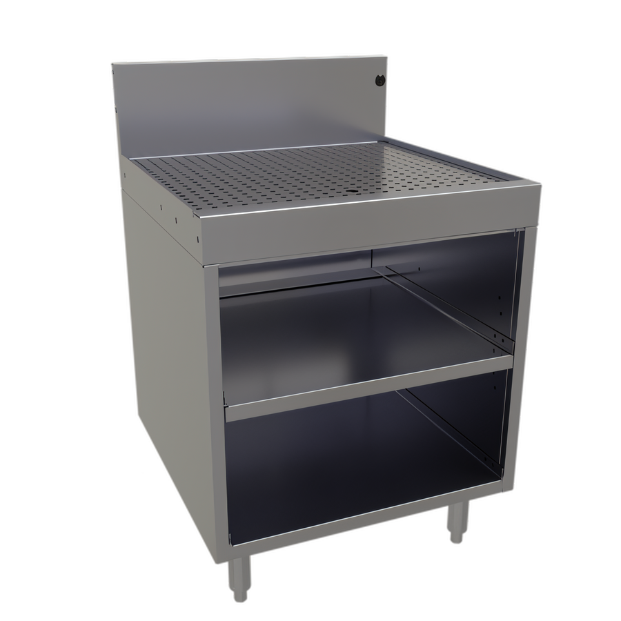 Product image #1 for Glastender 24-Inch Underbar Glass Rack Storage Unit with Drainboard Top, Open Front Base