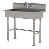 40-Inch Freestanding ADA-Compliant Stainless Steel Service Sink with Gooseneck Faucet