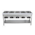 Thumbnail image #1 for Serv-Ware EST5-2 5-Well Open Well Electric Steam Table, Stainless Steel, Open Shelf Base, 220-240V