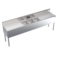 Krowne Royal Series Three-Compartment Underbar Sink Unit with Dual 30-Inch Drainboards, 96W x 19D