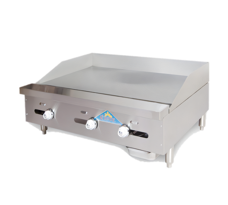 Product image #1 for Comstock-Castle 42-Inch Countertop Gas Griddle with Smooth Steel Plate, 3 Thermostat Controls, and 108,000 BTU