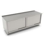 Thumbnail image #1 for John Boos 4CS6R1.5-24120 Enclosed Work Table, Sliding-Door Cabinet Base, 120"W x 24"D, 16-Gauge 300 Series Stainless Top, 1-1/2" Rear Up-Turn