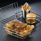 Thumbnail image #1 for American Metalcraft SSRT962 Rectangular Stainless Steel Grid-Bottom Serving Basket, 9 x 6 x 2-1/2 Inches Case of 24
