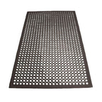 Thumbnail image #1 for Winco RBM-35K Rubber Floor Mat, Black, 3' x 5' x 1/2", Anti-Slip, Anti-Fatigue, Beveled Edges
