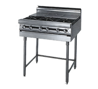 Titan JMRH-6ST 72-Inch Modular Heavy Duty Gas Range with 6 Open Burners and 6 Hot Tops