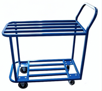Omcan Blue Welded Stocking Bus Cart with Open Base and 2 Shelves