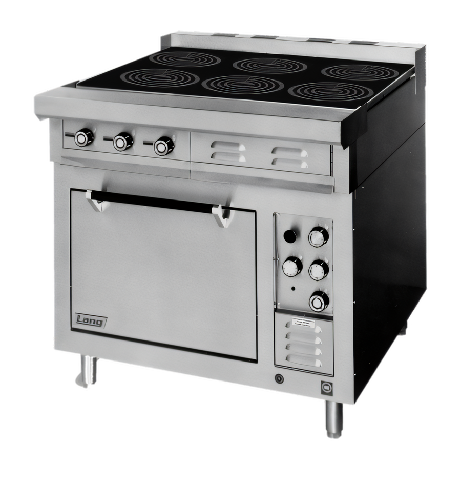 Product image #1 for Lang RI36S-ATE 36-Inch Floor Model Electric Induction Range with Standard Oven Base and 6 Glass Induction Hobs