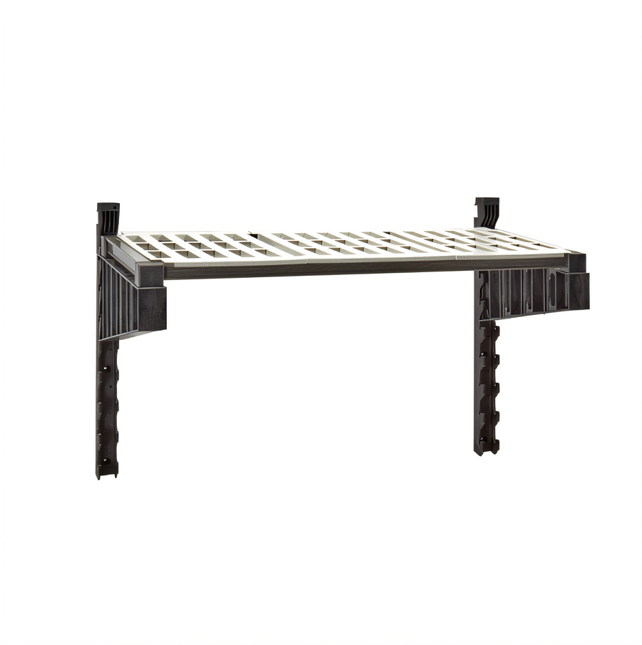 Product image #1 for Cambro Camshelving® Elevation Wall-Mounted Vented Shelf Kit — 24" x 24", Brushed Graphite (Includes 15" Uprights & Universal Brackets)