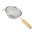 Thumbnail image #1 for Admiral Craft Equipment Corp. DBTN-10 10-Inch Double-Mesh Tinned Steel Strainer with Pan Hooks, Hardwood Inset Handle Case of 24