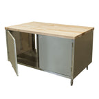 Thumbnail image #1 for BK Resources CMT-3648HL2 48 x 36 in. Dual-Access Chef Table with 1-3/4 in. Hard Maple Top and Locking Stainless Steel Cabinet Base