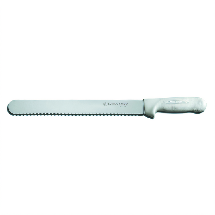 Product image #1 for Sani-Safe 12-Inch Scalloped Roast Slicer Knife with White Polypropylene Handle