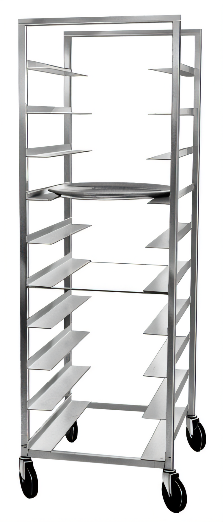 Product image #2 for Mobile Aluminum Single-Section Oval Tray Rack, 10-Tray Capacity
