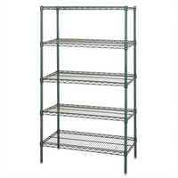 Quantum 48-Inch W x 18-Inch D x 63-Inch H Stationary 5-Shelf Wire Shelving Starter Kit, Green Epoxy Antimicrobial Finish